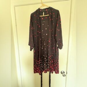 Soma Black and Red Heart Pattern Robe